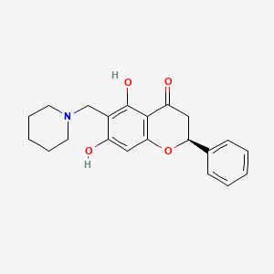 molecular formula C21H23NO4 B12776492 4H-1-Benzopyran-4-one, 2,3-dihydro-5,7-dihydroxy-2-phenyl-6-(1-piperidinylmethyl)-, (S)- CAS No. 183051-61-8