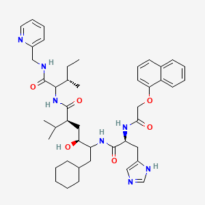 molecular formula C45H61N7O6 B12776504 Noa-His-CVA-Ile-Amp CAS No. 136419-12-0