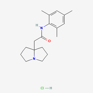 molecular formula C18H27ClN2O B12776561 1H-Pyrrolizine-7a(5H)-acetamide, tetrahydro-N-(2,4,6-trimethylphenyl)-, monohydrochloride CAS No. 88069-55-0