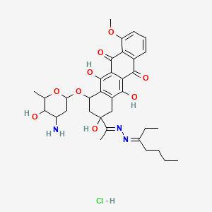 5,12-Naphthacenedione, 7,8,9,10-tetrahydro-10-((3-amino-2,3,6-trideoxy-alpha-L-lyxo-hexopyranosyl)oxy)-8-(1-((1-ethylpentylidene)hydrazono)ethyl)-1-methoxy-6,8,11-trihydroxy-, monohydrochloride (8S-cis)-