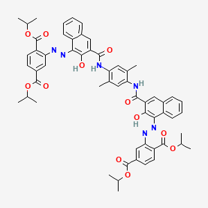 molecular formula C58H56N6O12 B12776593 1,4-Benzenedicarboxylic acid, 2,2'-((2,5-dimethyl-1,4-phenylene)bis(iminocarbonyl(2-hydroxy-3,1-naphthalenediyl)-2,1-diazenediyl))bis-, 1,1',4,4'-tetrakis(1-methylethyl) ester CAS No. 80648-58-4