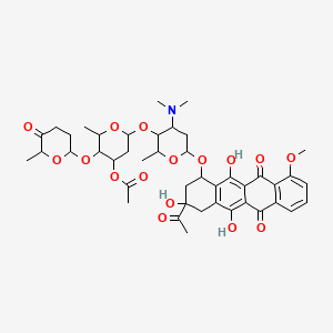 [6-[6-[(3-acetyl-3,5,12-trihydroxy-10-methoxy-6,11-dioxo-2,4-dihydro-1H-tetracen-1-yl)oxy]-4-(dimethylamino)-2-methyloxan-3-yl]oxy-2-methyl-3-(6-methyl-5-oxooxan-2-yl)oxyoxan-4-yl] acetate