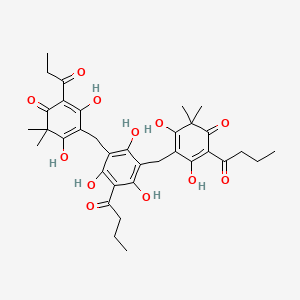 molecular formula C35H42O12 B12776713 Filixic acid pbb CAS No. 49582-09-4