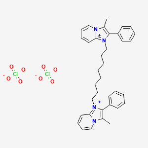 molecular formula C36H40Cl2N4O8 B12776728 1H-Imidazo(1,2-a)pyridin-4-ium, 1,1'-octamethylenebis(3-methyl-2-phenyl-, diperchlorate CAS No. 93835-27-9