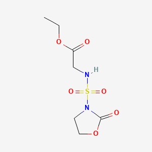 molecular formula C7H12N2O6S B12776777 N-((2-Oxo-3-oxazolidinyl)sulfonyl)glycine ethyl ester CAS No. 87708-18-7