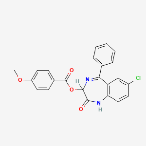 molecular formula C23H17ClN2O4 B12776788 7-Chloro-2-oxo-5-phenyl-2,3-dihydro-1H-1,4-benzodiazepin-3-yl 4-methoxybenzoate CAS No. 108640-99-9