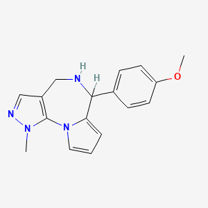 molecular formula C17H18N4O B12776825 5,6-Dihydro-6-(4-methoxyphenyl)-1-methyl-1H,4H-pyrazolo(4,3-f)pyrrolo(1,2-a)(1,4)diazepine CAS No. 156032-67-6