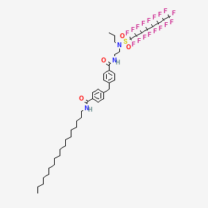 molecular formula C46H60F17N3O4S B12776844 Benzamide, 4-((4-(((2-(((heptadecafluorooctyl)sulfonyl)propylamino)ethyl)amino)carbonyl)phenyl)methyl)-N-octadecyl- CAS No. 73019-19-9