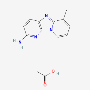 molecular formula C13H14N4O2 B12776888 acetic acid;10-methyl-1,3,8-triazatricyclo[7.4.0.02,7]trideca-2(7),3,5,8,10,12-hexaen-4-amine CAS No. 122418-95-5