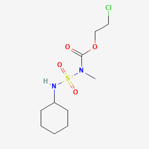 molecular formula C10H19ClN2O4S B12776919 Carbamic acid, ((cyclohexylamino)sulfonyl)methyl-, 2-chloroethyl ester CAS No. 116943-75-0