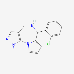 molecular formula C16H15ClN4 B12776984 5,6-Dihydro-6-(2-chlorophenyl)-1-methyl-1H,4H-pyrazolo(4,3-f)pyrrolo(1,2-a)(1,4)diazepine CAS No. 156032-57-4