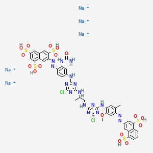 1,3,6-Naphthalenetrisulfonic acid, 7-((2-((aminocarbonyl)amino)-4-((4-chloro-6-((2-((4-chloro-6-((4-((4,8-disulfo-2-naphthalenyl)azo)-2-methoxy-5-methylphenyl)amino)-1,3,5-triazin-2-yl)amino)-1-methylethyl)amino)-1,3,5-triazin-2-yl)amino)phenyl)azo)-, pentasodium salt