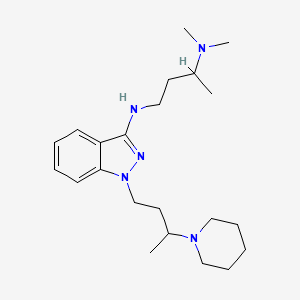 molecular formula C22H37N5 B12777024 1-(3-Piperidinobutyl)-3-(3-dimethylamino-n-butylamino)indazole CAS No. 88837-06-3