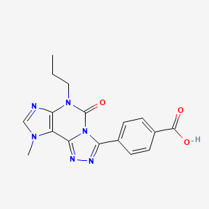 molecular formula C17H16N6O3 B12777026 Benzoic acid, 4-(6,9-dihydro-9-methyl-5-oxo-6-propyl-5H-1,2,4-triazolo(3,4-i)purin-3-yl)- CAS No. 135471-72-6