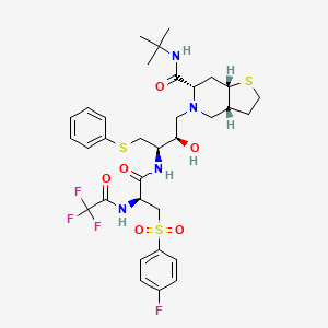 Thieno(3,2-c)pyridine-6-carboxamide, N-(1,1-dimethylethyl)-5-(3-((3-((4-fluorophenyl)sulfonyl)-1-oxo-2-((trifluoroacetyl)amino)propyl)amino)-2-hydroxy-4-(phenylthio)butyl)octahydro-, (3aR-(3aalpha,5(2R*,3R*(S*)),6beta,7aalpha))-