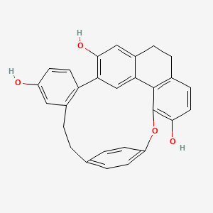 molecular formula C28H22O4 B12777235 (+)-Cavicularin CAS No. 178734-41-3