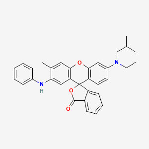 molecular formula C33H32N2O3 B12777242 Spiro(isobenzofuran-1(3H),9'-(9H)xanthen)-3-one, 6'-(ethyl(2-methylpropyl)amino)-3'-methyl-2'-(phenylamino)- CAS No. 95235-29-3