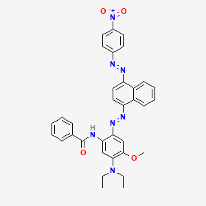 molecular formula C34H31N7O4 B12777468 Benzamide, N-[5-(diethylamino)-4-methoxy-2-[[4-[(4-nitrophenyl)azo]-1-naphthalenyl]azo]phenyl]- CAS No. 73263-35-1