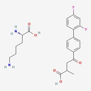 molecular formula C23H28F2N2O5 B12777641 (S)-(+)-Lysine salt of 4-(2',4'-difluorobiphenyl-4-yl)-2-methyl-4-oxobutanoic acid CAS No. 161692-95-1