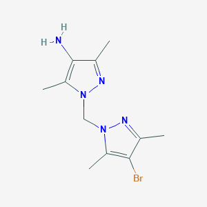 molecular formula C11H16BrN5 B1277770 1-[(4-溴-3,5-二甲基-1H-吡唑-1-基)甲基]-3,5-二甲基-1H-吡唑-4-胺 CAS No. 956441-24-0