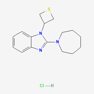 molecular formula C16H22ClN3S B12778674 2-(Hexahydro-1H-azepin-1-yl)-1-(3-thietanyl)-1H-benzimidazole monohydrochloride CAS No. 182193-14-2