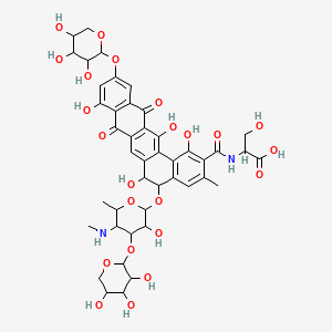 D-Serine, N-((5-((4,6-dideoxy-4-(methylamino)-3-O-beta-D-xylopyranosyl-beta-D-galactopyranosyl)oxy)-5,6,8,13-tetrahydro-1,6,9,14-tetrahydroxy-3-methyl-8,13-dioxo-11-(beta-L-xylopyranosyloxy)benzo(a)naphthacen-2-yl)carbonyl)-, (5S-trans)-