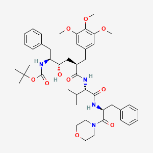 Carbamic acid, (2-hydroxy-5-((2-methyl-1-(((2-(4-morpholinyl)-2-oxo-1-(phenylmethyl)ethyl)amino)carbonyl)propyl)amino)-5-oxo-1-(phenylmethyl)-4-((3,4,5-trimethoxyphenyl)methyl)pentyl,, 1,1-dimethylethyl ester, (1S-(1R*,2R*,4S*,5(R*(R*))))-