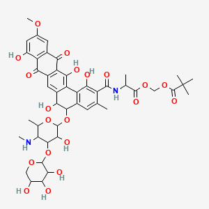 D-Alanine, N-((5-((4,6-dideoxy-4-(methylamino)-3-O-beta-D-xylopyranosyl-beta-D-galactopyranosyl)oxy)-5,6,8,13-tetrahydro-1,6,9,14-tetrahydroxy-11-methoxy-3-methyl-8,13-dioxobenzo(a)naphthacen-2-yl)carbonyl)-, (2,2-dimethyl-1-oxopropoxy)methyl ester, (5S-trans)-