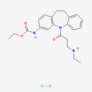 Carbamic acid, (5-(3-(ethylamino)-1-oxopropyl)-10,11-dihydro-5H-dibenz(b,f)azepin-3-yl)-, ethyl ester, monohydrochloride