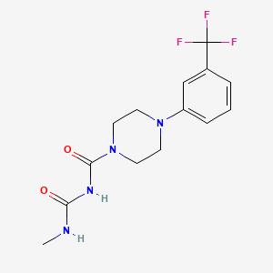 molecular formula C14H17F3N4O2 B12778965 1-Piperazinecarboxamide, N-((methylamino)carbonyl)-4-(3-(trifluoromethyl)phenyl)- CAS No. 80712-11-4