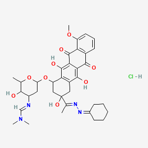 5,12-Naphthacenedione, 7,8,9,10-tetrahydro-8-(1-(cyclohexylidenehydrazono)ethyl)-1-methoxy-6,8,11-trihydroxy-10-((2,3,6-trideoxy-3-(((dimethylamino)methylene)amino)-alpha-L-lyxo-hexopyranosyl)oxy)-, monohydrochloride, (8S-cis)-