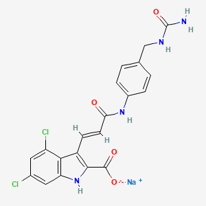 1H-Indole-2-carboxylic acid, 3-((1E)-3-((4-(((aminocarbonyl)amino)methyl)phenyl)amino)-3-oxo-1-propenyl)-4,6-dichloro-, monosodium salt