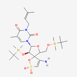 (1-(2',5'-Bis-O-(tert-butyldimethylsilyl)-beta-D-ribofuranosyl)-3-N-(3-methyl-2-butenyl)thymine)-3'-spiro-5-(4-amino-1,2-oxathiole-2,2-dioxide)