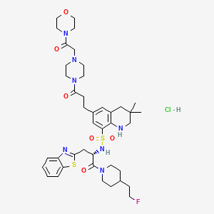 N-[(2S)-3-(1,3-benzothiazol-2-yl)-1-[4-(2-fluoroethyl)piperidin-1-yl]-1-oxopropan-2-yl]-3,3-dimethyl-6-[3-[4-(2-morpholin-4-yl-2-oxoethyl)piperazin-1-yl]-3-oxopropyl]-2,4-dihydro-1H-quinoline-8-sulfonamide;hydrochloride