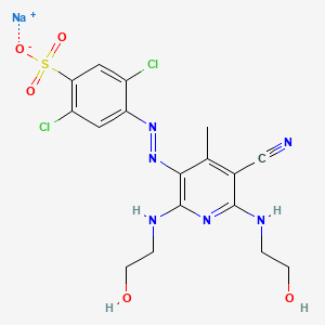 Benzenesulfonic acid, 2,5-dichloro-4-((5-cyano-2,6-bis((2-hydroxyethyl)amino)-4-methyl-3-pyridinyl)azo)-, monosodium salt