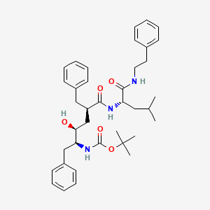 Carbamic acid, (2-hydroxy-5-((3-methyl-1-(((2-phenylethyl)amino)carbonyl)butyl)amino)-5-oxo-1,4-bis(phenylmethyl)pentyl)-, 1,1-dimethylethyl ester, (1S-(1R*,2R*,4S*(R*)))-