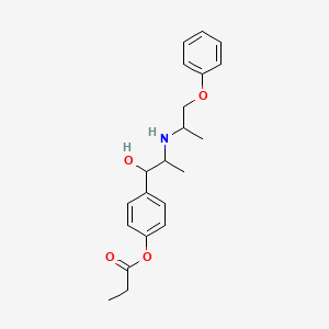 molecular formula C21H27NO4 B12780418 4-(1-Hydroxy-2-((1-methyl-2-phenoxyethyl)amino)propyl)phenyl propanoate CAS No. 88263-34-7