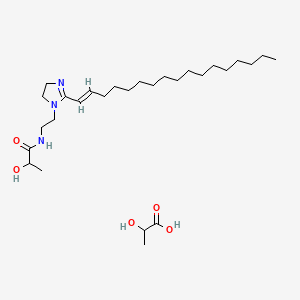 molecular formula C28H53N3O5 B12780516 1-(2-Lactamidoethyl)-2-(heptadecenyl)-2-imidazoline, salt with CAS No. 82951-81-3