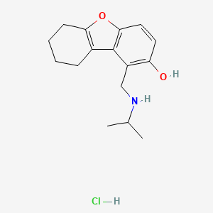 molecular formula C16H22ClNO2 B12780534 2-Dibenzofuranol, 6,7,8,9-tetrahydro-1-(((1-methylethyl)amino)methyl)-, hydrochloride CAS No. 118638-18-9