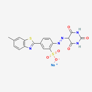 Benzenesulfonic acid, 2-((hexahydro-2,4,6-trioxo-5-pyrimidinyl)azo)-5-(6-methyl-2-benzothiazolyl)-, monosodium salt