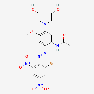 molecular formula C19H21BrN6O8 B12780584 Acetamide, N-[5-[bis(2-hydroxyethyl)amino]-2-[(2-bromo-4,6-dinitrophenyl)azo]-4-methoxyphenyl]- CAS No. 37395-76-9