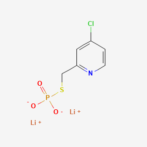 molecular formula C6H5ClLi2NO3PS B12780616 Phosphorothioic acid, S-(4-chloro-2-pyridinylmethyl) ester, dilithium salt, monohydrate CAS No. 119417-93-5