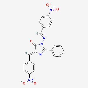 molecular formula C23H15N5O5 B12780617 4-(p-Nitrobenzylidene)-1-((p-nitrobenzylidene)amino)-2-phenyl-2-imidazolin-5-one CAS No. 126245-03-2