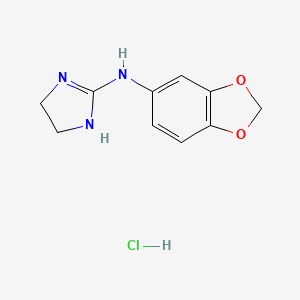 molecular formula C10H12ClN3O2 B12780635 1H-Imidazol-2-amine, 4,5-dihydro-N-1,3-benzodioxol-5-yl-, monohydrochloride CAS No. 103124-99-8