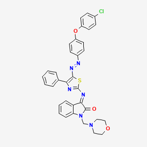 2H-Indol-2-one, 1,3-dihydro-3-((5-((4-(4-chlorophenoxy)phenyl)azo)-4-phenyl-2-thiazolyl)imino)-1-(4-morpholinylmethyl)-