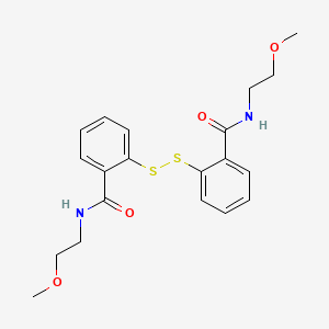 molecular formula C20H24N2O4S2 B12780719 Benzamide, 2,2'-dithiobis(5-chloro-N-(2-methoxyethyl)- CAS No. 33353-20-7