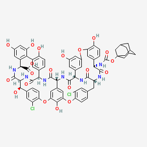 Ristomycin A aglycone, 22,31-dichloro-7-demethyl-64-O-demethyl-19-deoxy-N15-((tricyclo(3.3.1.13,7)dec-2yloxy)carbonyl)-