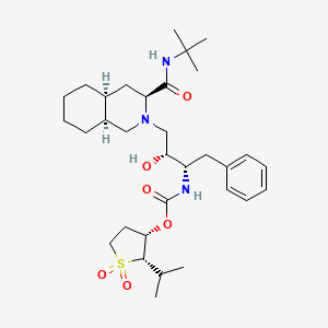 Carbamic acid, ((1S,2R)-3-((3S,4aS,8aS)-3-(((1,1-dimethylethyl)amino)carbonyl)octahydro-2(1H)-isoquinolinyl)-2-hydroxy-1-(phenylmethyl)propyl)-, (2S,3S)-tetrahydro-2-(1-methylethyl)-1,1-dioxido-3-thienyl ester