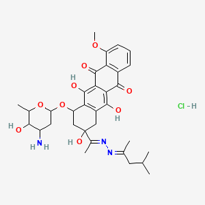 5,12-Naphthacenedione, 7,8,9,10-tetrahydro-10-((3-amino-2,3,6-trideoxy-alpha-L-lyxo-hexopyranosyl)oxy)-8-(1-((1,3-dimethylbutylidene)hydrazono)ethyl)-1-methoxy-6,8,11-trihydroxy-, monohydrochloride, (8S-cis)-