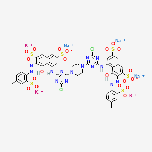 4,4'-(Piperazine-1,4-diylbis((6-chloro-1,3,5-triazine-4,2-diyl)imino))bis(5-hydroxy-6-((4-methyl-2-sulphophenyl)azo)naphthalene-2,7-disulphonic) acid, potassium sodium salt